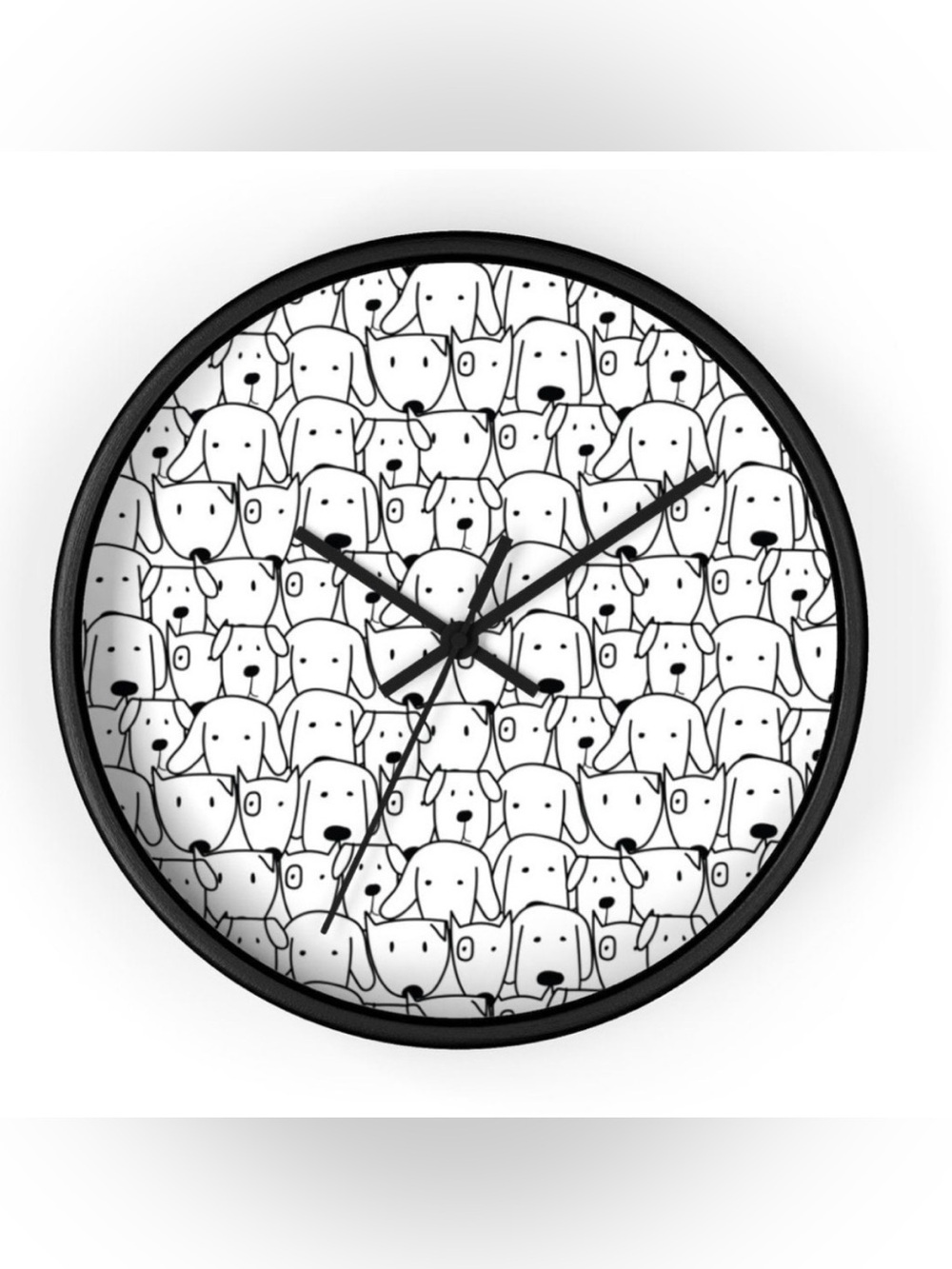 Black & White Dog Pattern Wall Clock